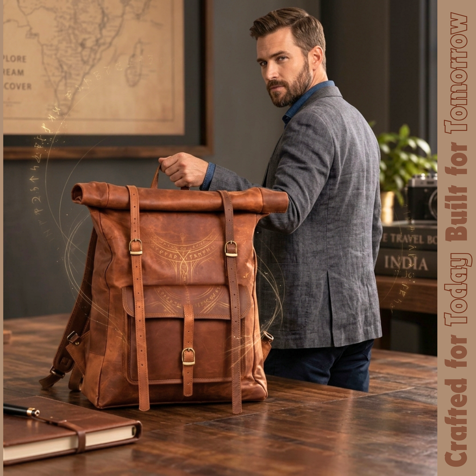 Bunkar Handmade Travel Leather Laptop Backpack