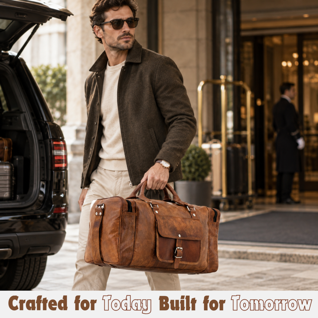 Bunkar Vintage Leather Weekender Bag